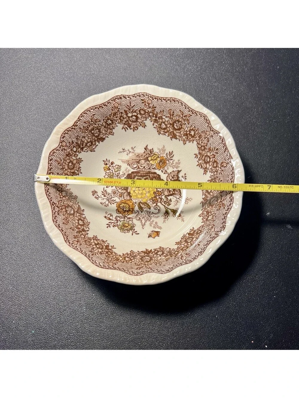 Mason’s England 1963 Cereal Bowl Ascot Brown Transferware Ironstone, 6.25x2”